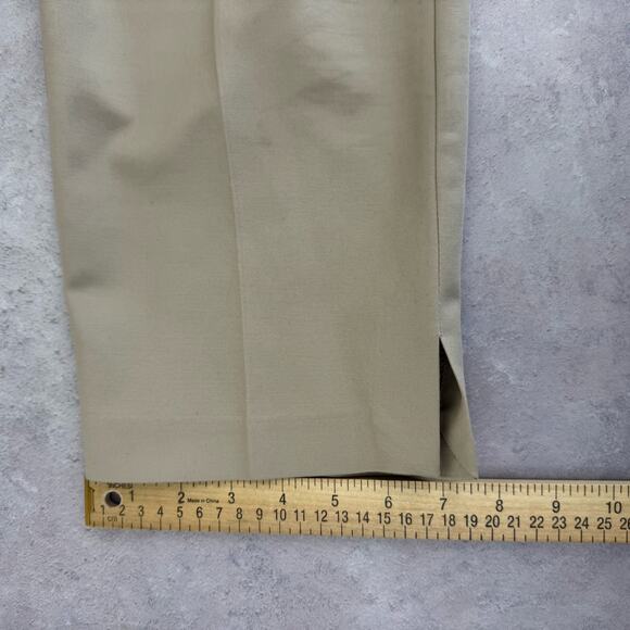 Chico's Sz 1 Pants Womens US 8 Tan Side Zip Trousers Ankle Length Crop Split Hem - Picture 10 of 10